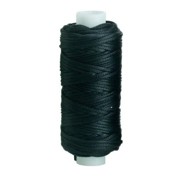 Waxed braided thread of polyester fiber approx 25meters - 1mm Black