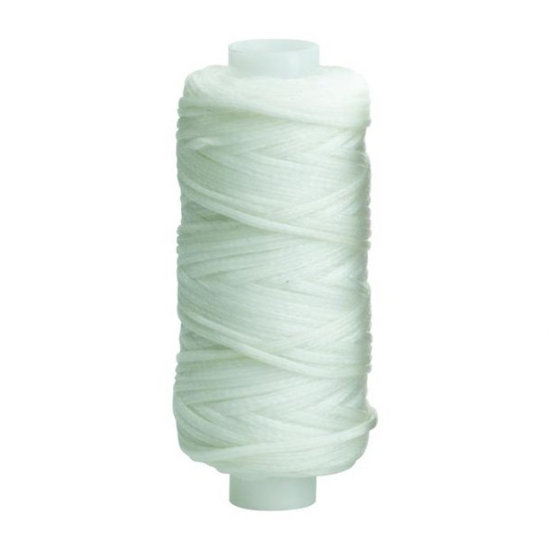 Waxed braided thread of polyester fiber approx 25meters - 1mm White