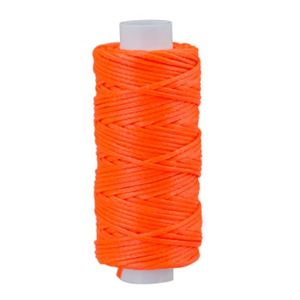 Waxed braided thread of polyester fiber approx 25meters - 1mm Florescent Orange
