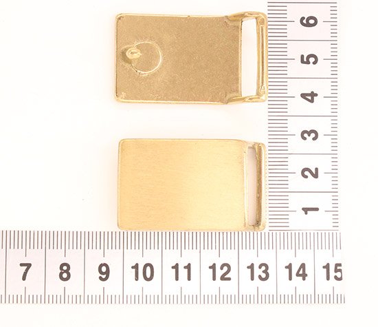 Pladespænde 20mm børsted messing - Ydermål 40x23mm