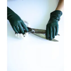 Damehandske i bldt lammeskind med uldfoer - klassisk