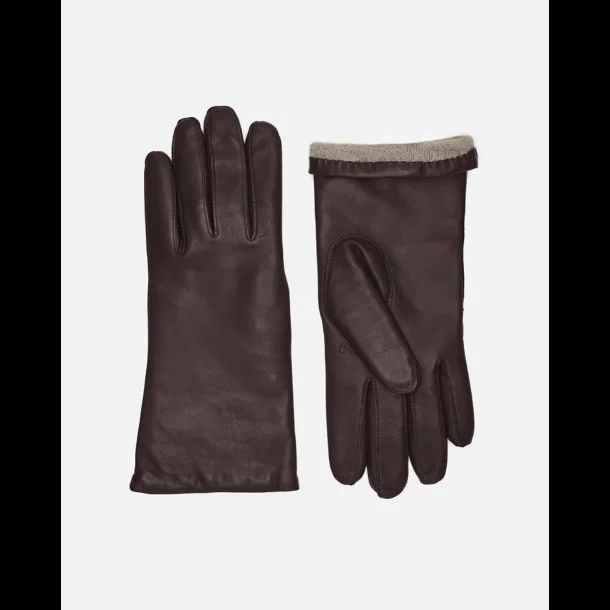 Damehandske i bldt lammeskind med uldfoer - klassisk