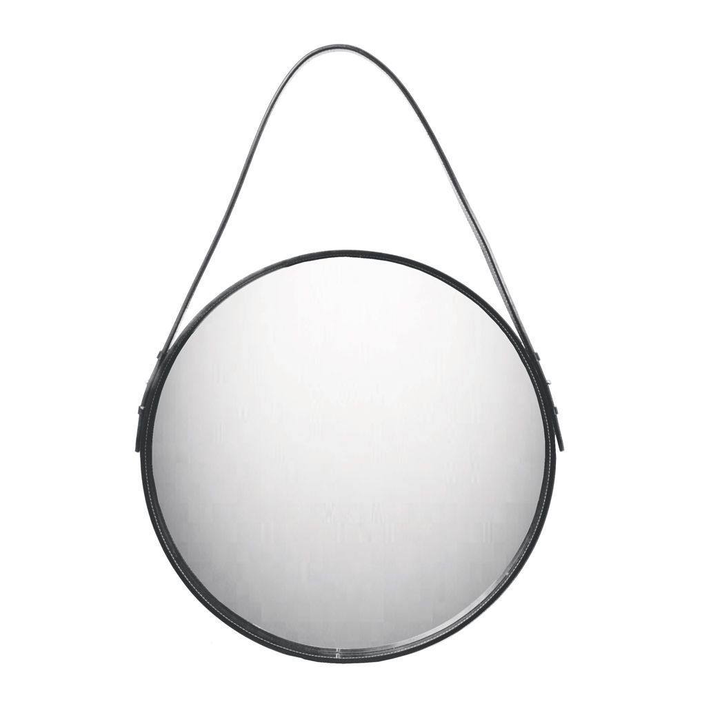 Miroirs ronds avec lanire en cuir 