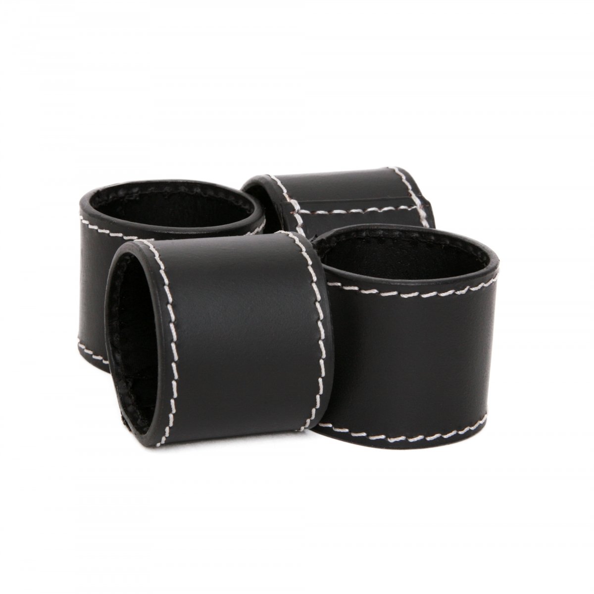 NAPKIN RING BOX SET OF 4 BLACKØ 4,5 X H 4 cm. Miscellaneous Leather