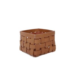 BRAIDED BOX SMALL BLACK/ WHITE STITCHING  20 X 20 X 15 cm