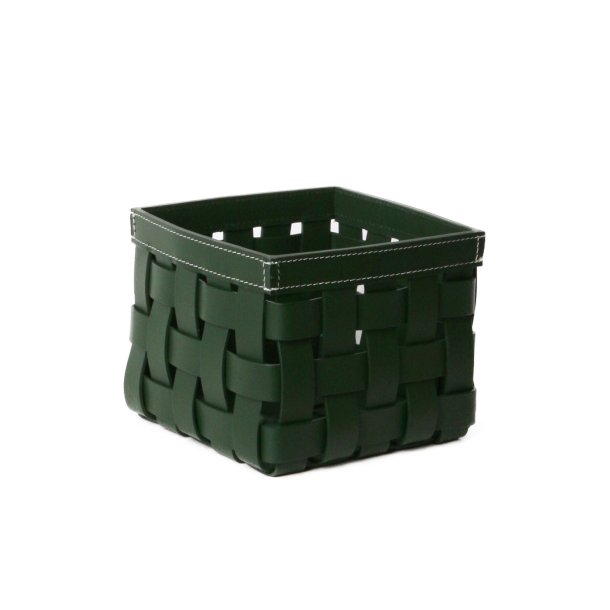 BRAIDED BOX SMALL BLACK/ WHITE STITCHING  20 X 20 X 15 cm