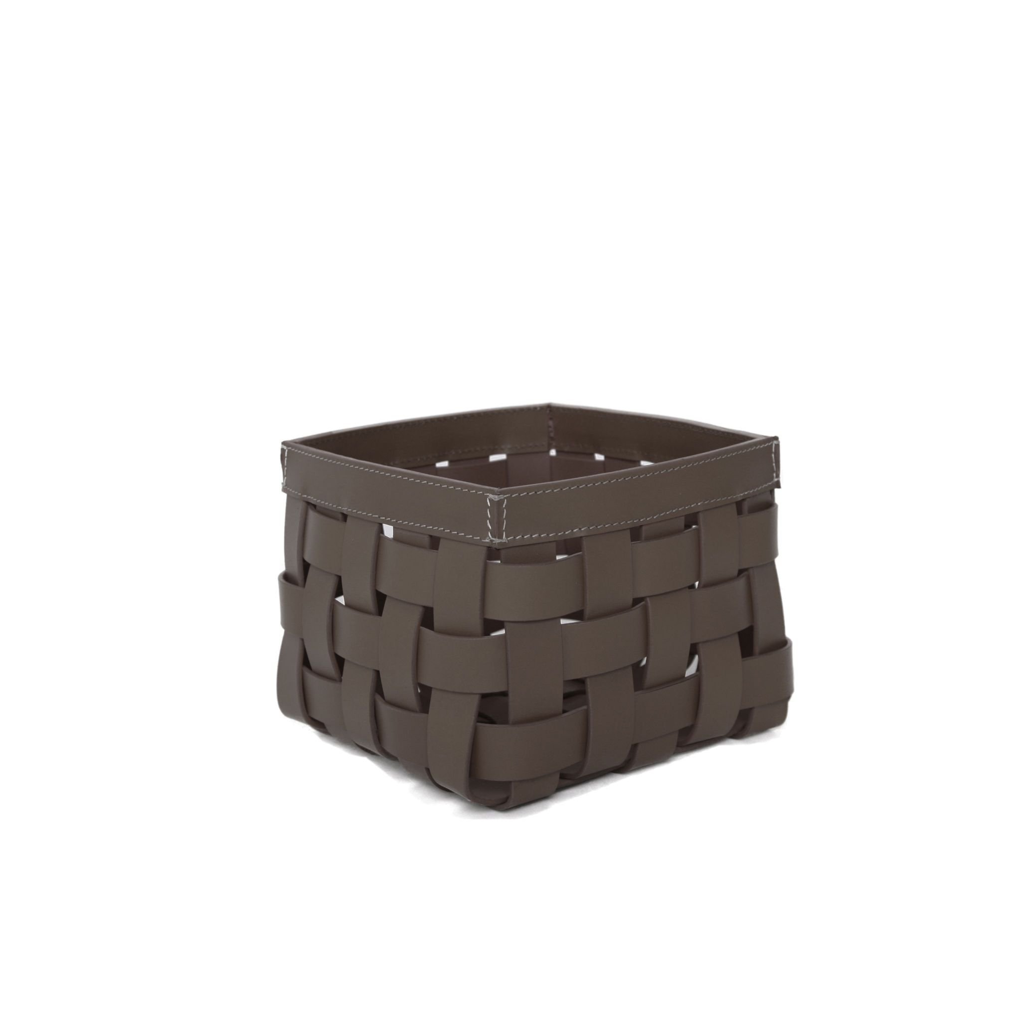 BRAIDED BOX SMALL BLACK/ WHITE STITCHING  20 X 20 X 15 cm