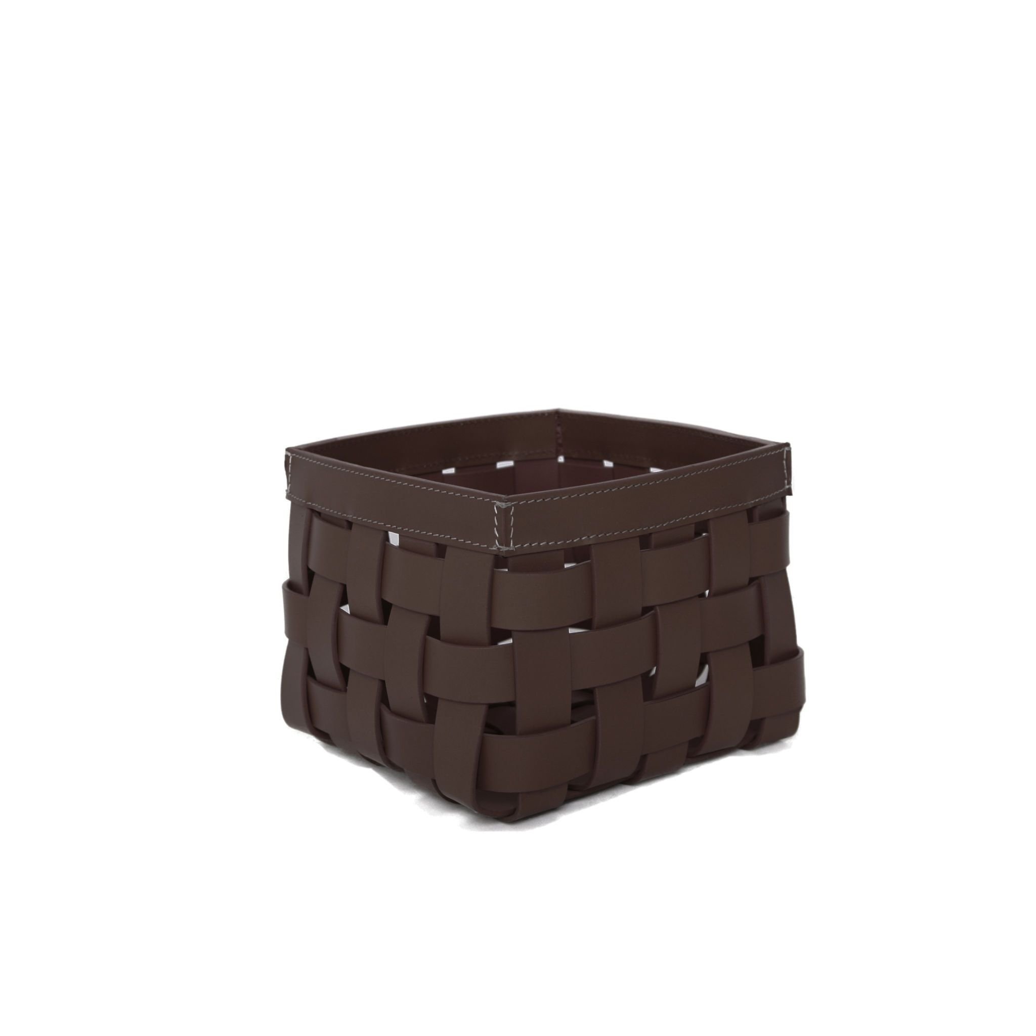 BRAIDED BOX SMALL BLACK/ WHITE STITCHING  20 X 20 X 15 cm