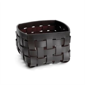 BRAIDED BOX SMALL BLACK/ WHITE STITCHING  20 X 20 X 15 cm