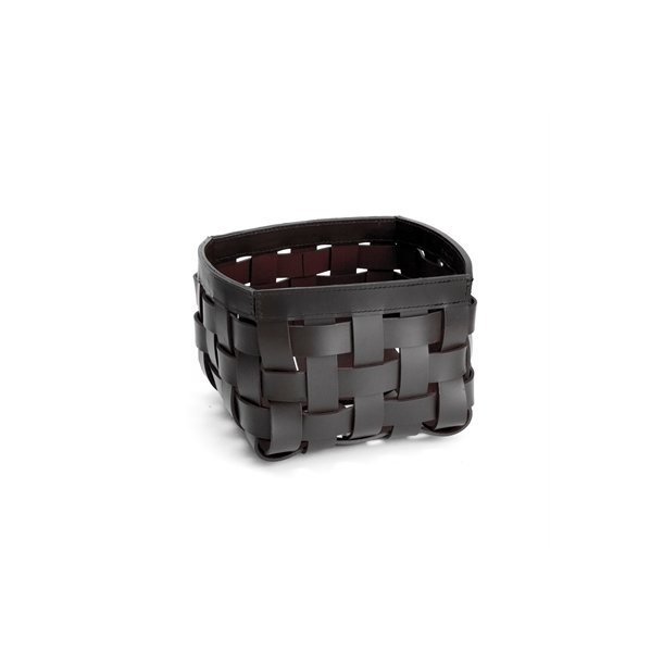 BRAIDED BOX SMALL BLACK/ WHITE STITCHING  20 X 20 X 15 cm