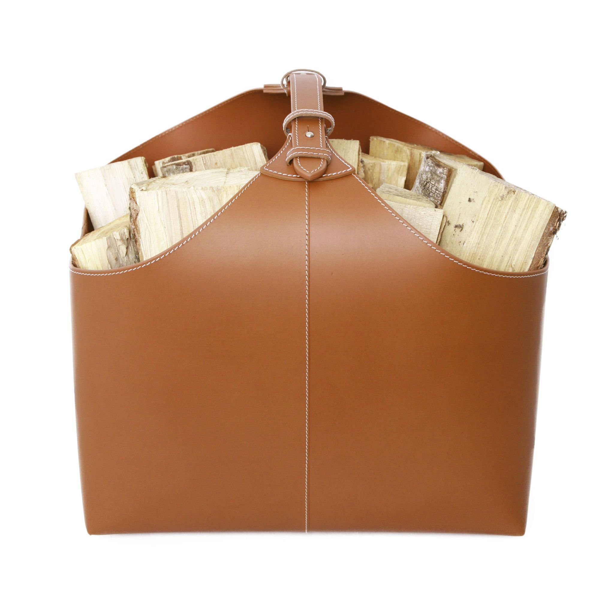 Haardmand van gerecycled leer 46 x 37 x 41 cm