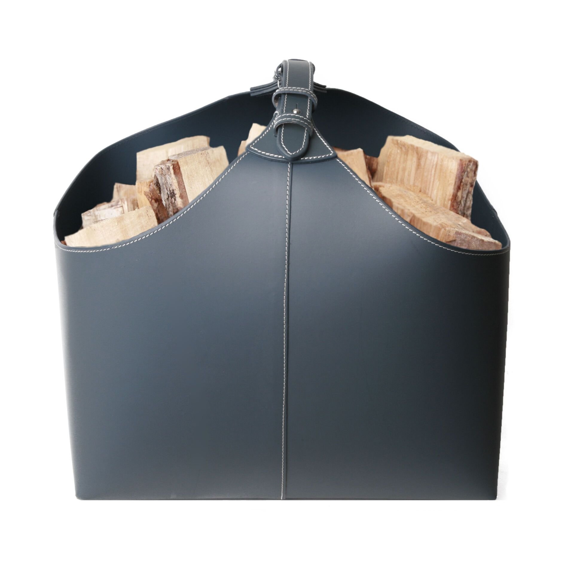 Haardmand van gerecycled leer 46 x 37 x 41 cm