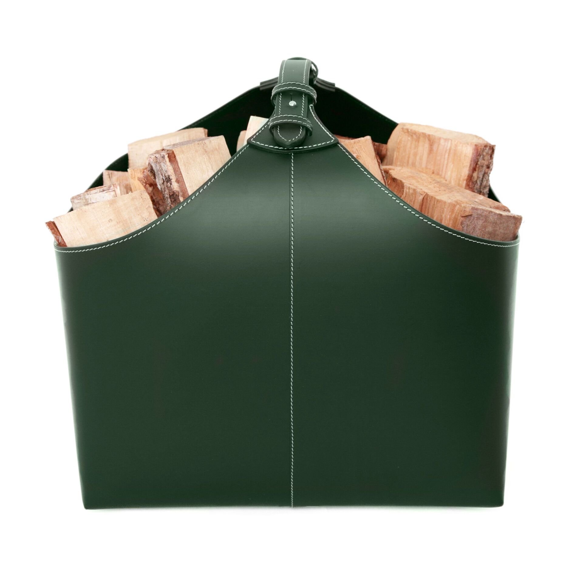 Haardmand van gerecycled leer 46 x 37 x 41 cm