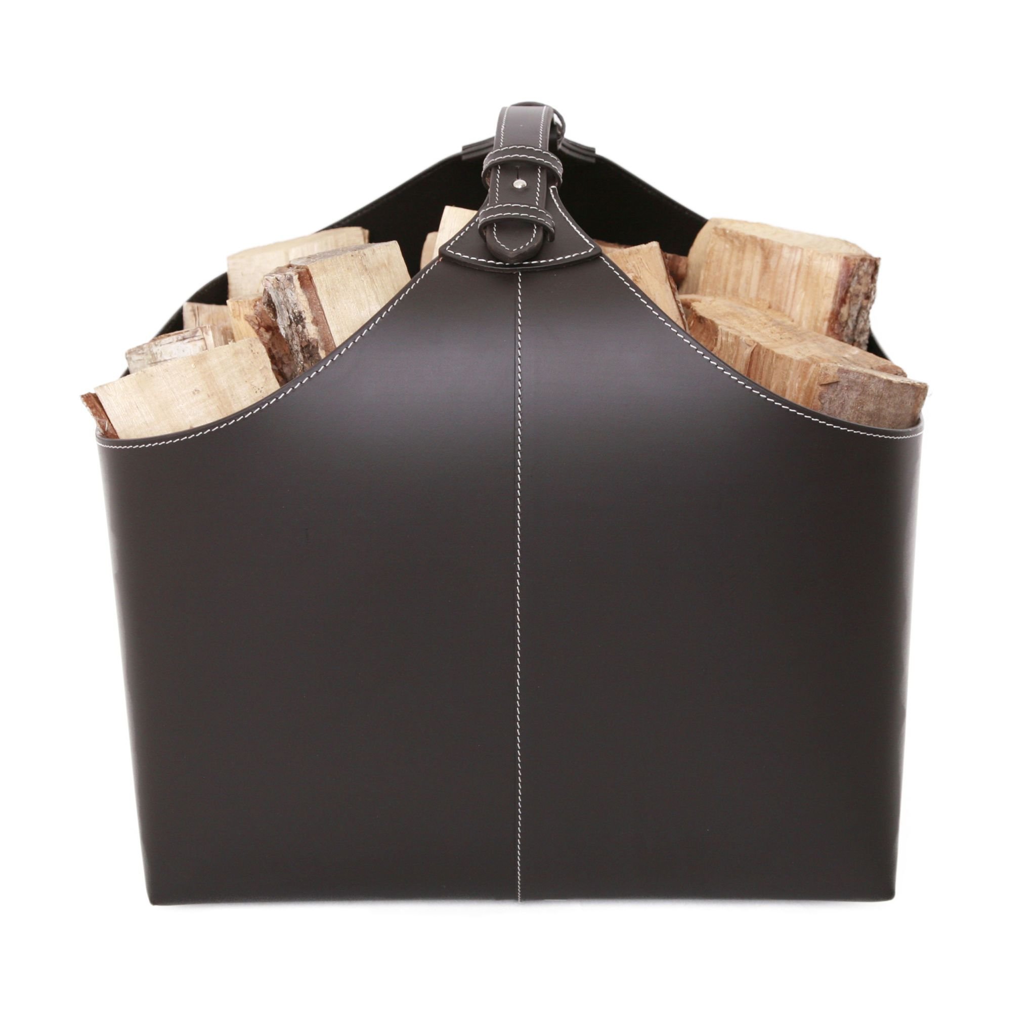 Haardmand van gerecycled leer 46 x 37 x 41 cm