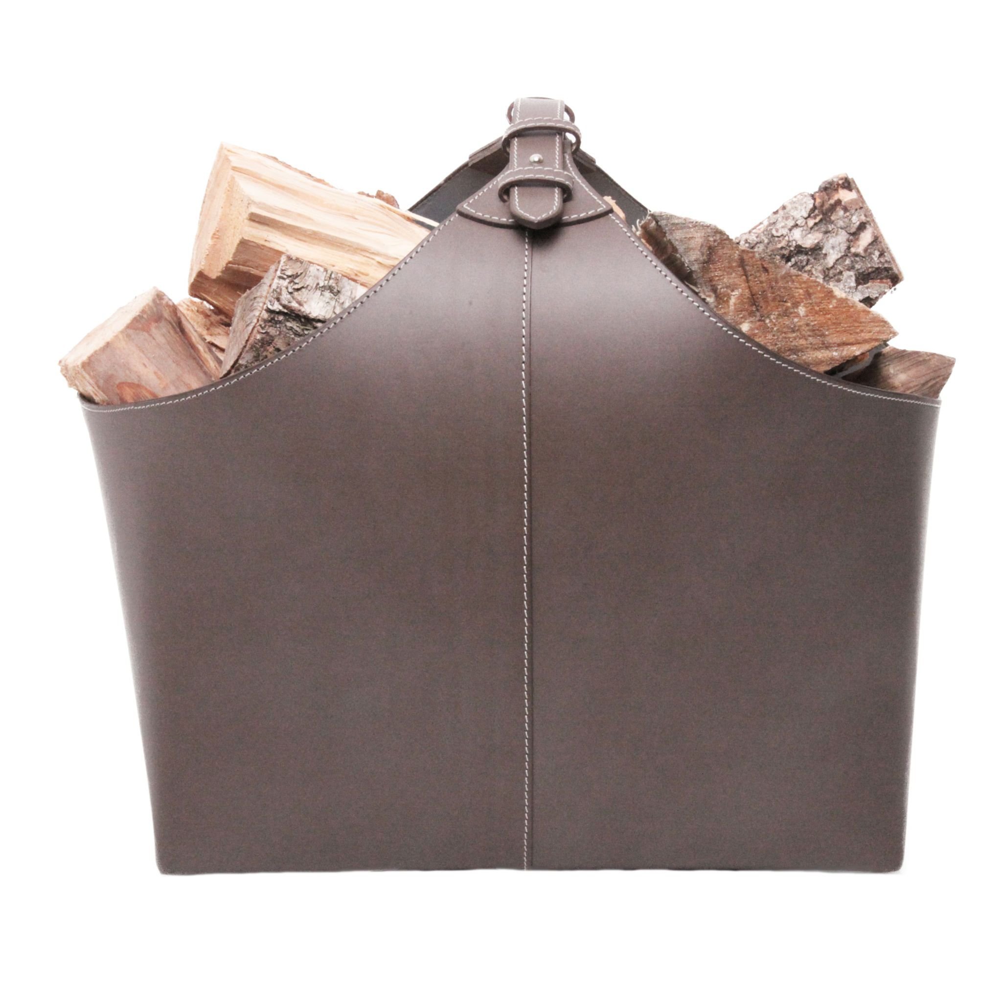 Haardmand van gerecycled leer 46 x 37 x 41 cm