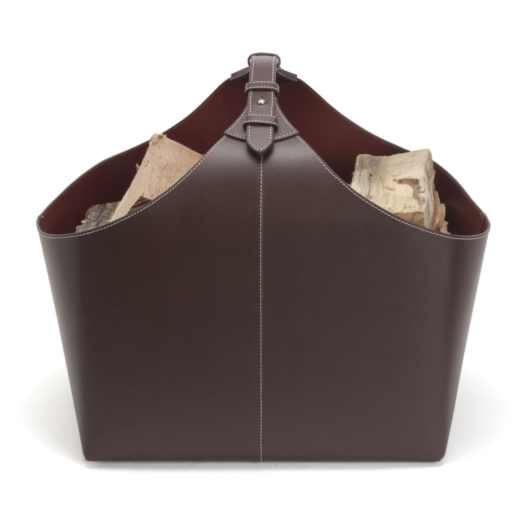 Haardmand van gerecycled leer 46 x 37 x 41 cm