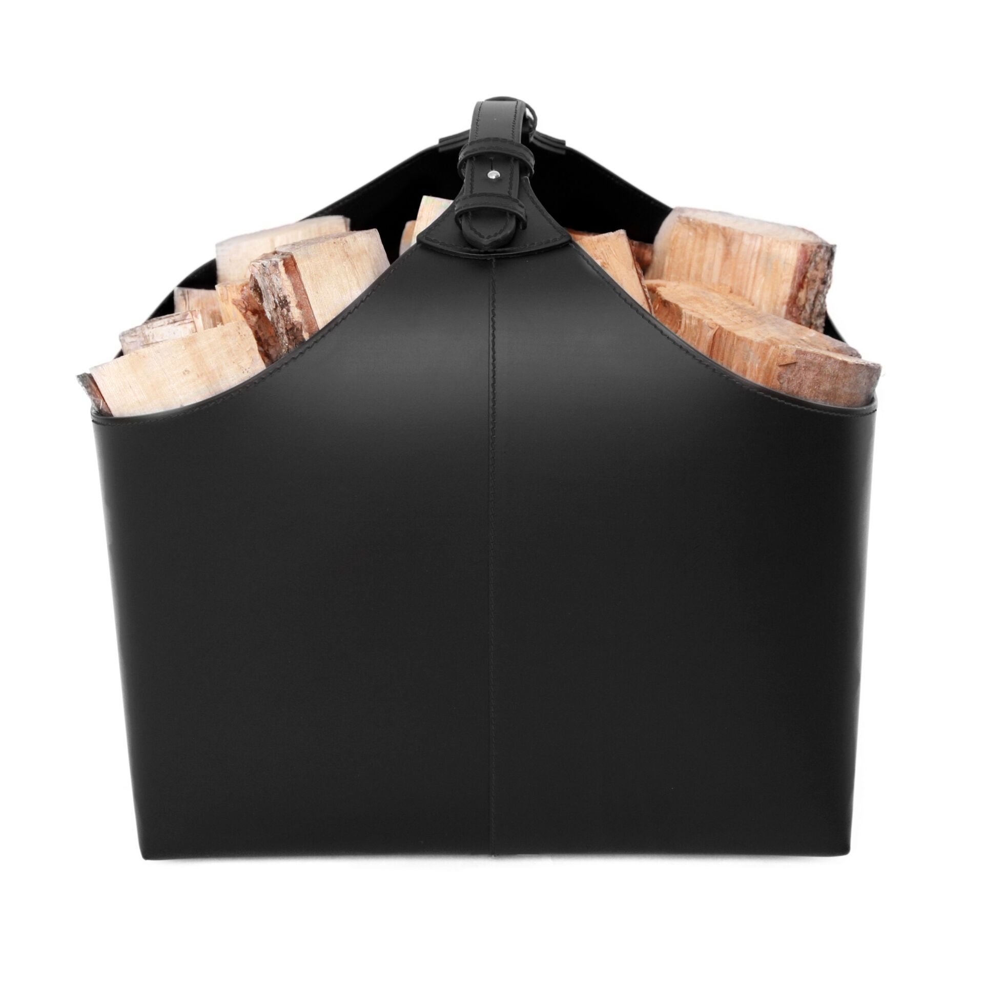 Haardmand van gerecycled leer 46 x 37 x 41 cm