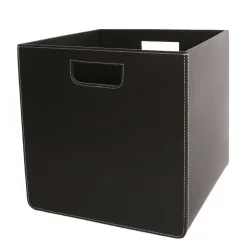 Storage box leather black 31x31x31cm