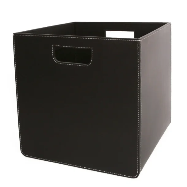 Storage box leather black 31x31x31cm