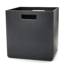 Storage box leather black 31x31x31cm