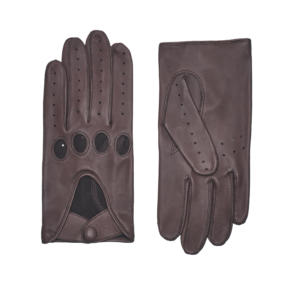 Gants de conduite pour homme en peau d'agneau lisse