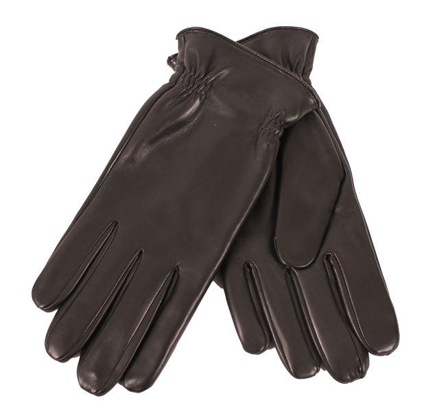 Gants en peau d'agneau doubls avec de la laine tricote - Noir