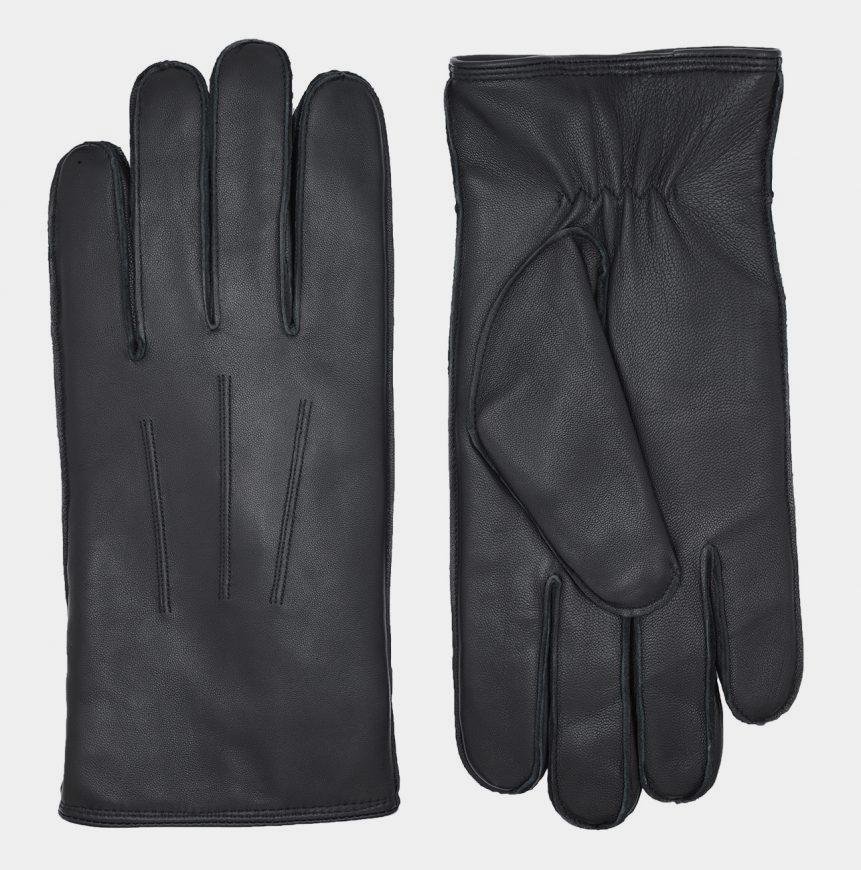 Gants en peau d'agneau avec doublure en agneau fris noir - Homme
