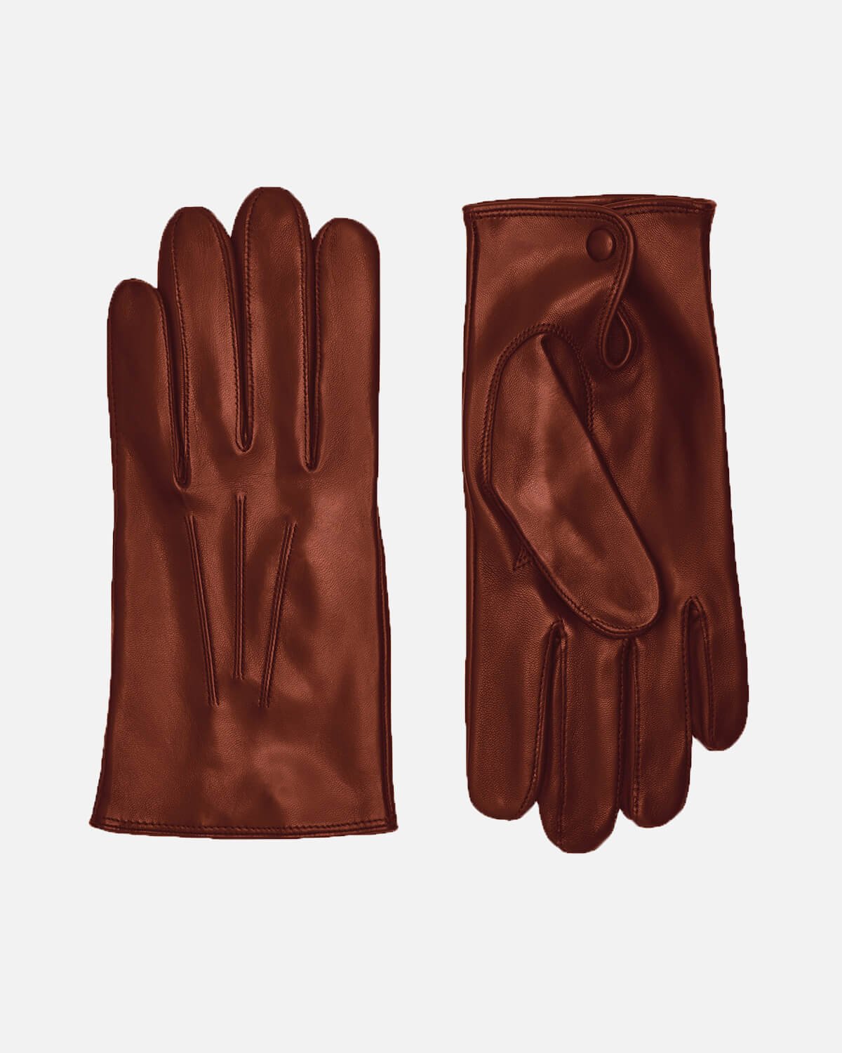 Mens glove water repellent lambskin with wool lining and press button in palm. Elegan/slim fit