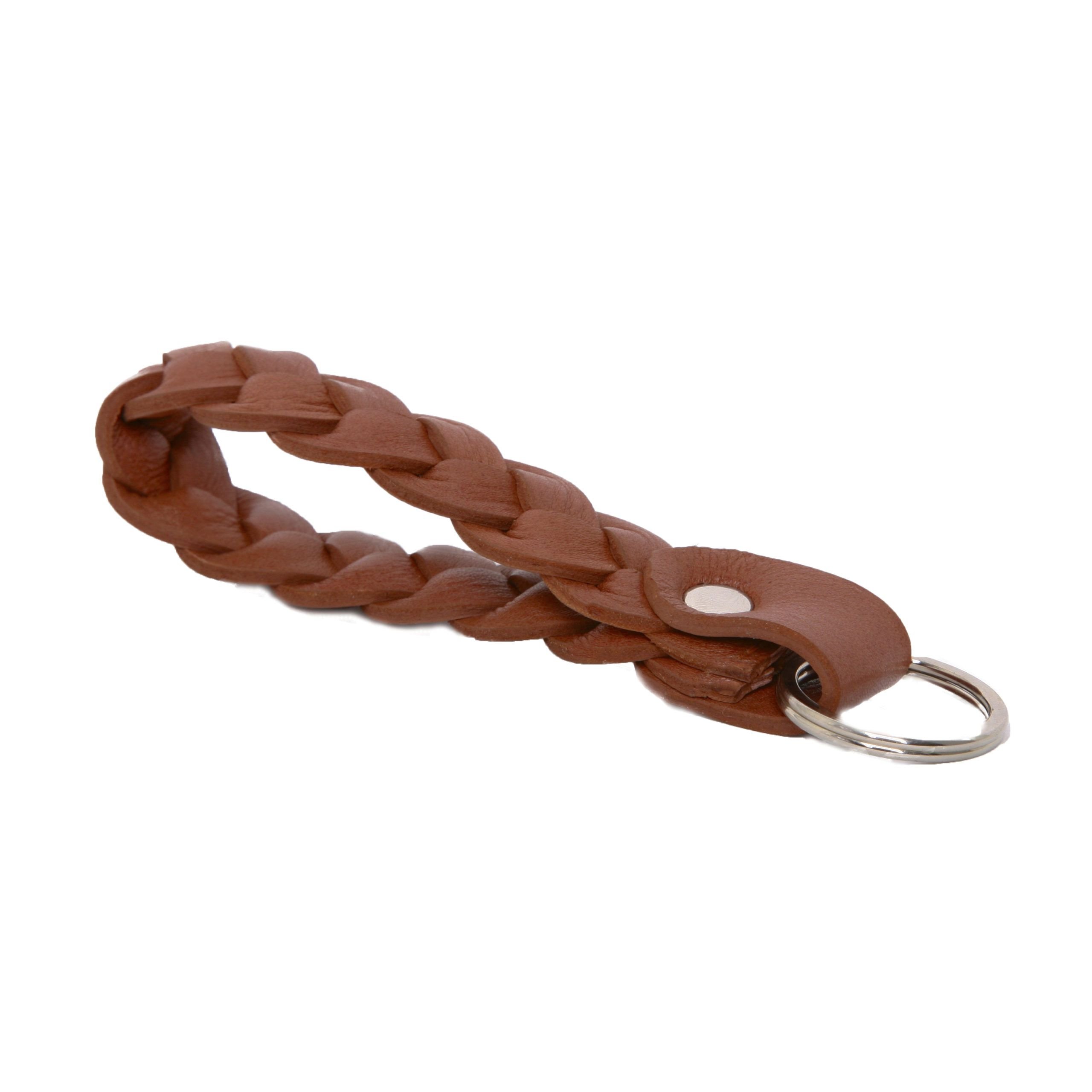 Stylish braided leather keychain