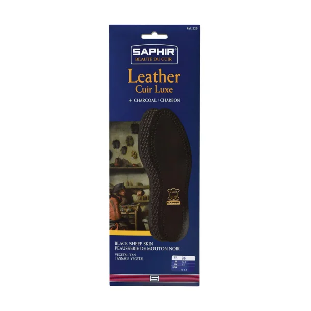 INSOLE BLACK LEATHER &amp; CHARCOAL - Saphir