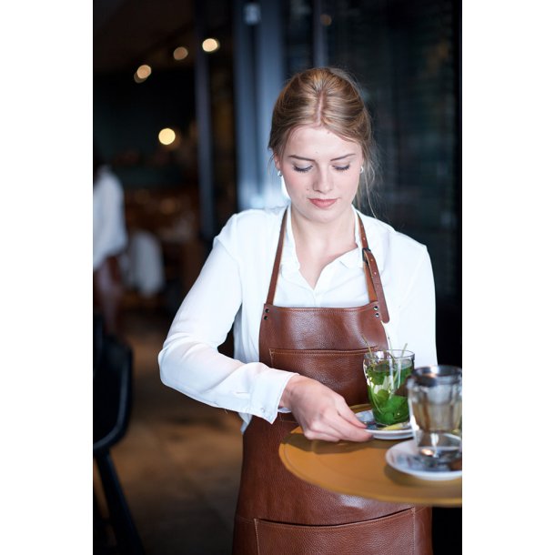 Forklde i skind/lder med lomme  - Hndlavet