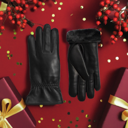 Damehandske med ruskindsapplikation og foer af rulam