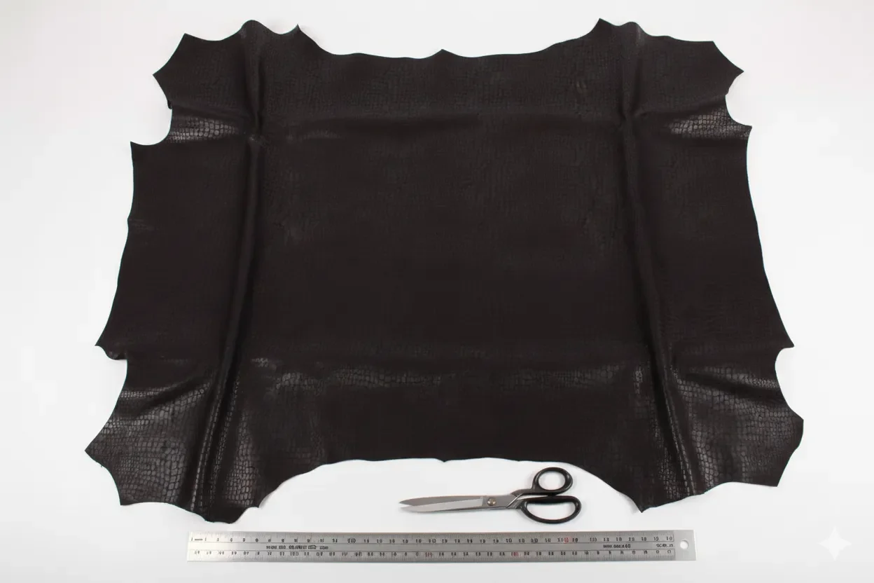 Peau d'agneau stretch en petit croco noir - Approx. 5 Pi.ca.