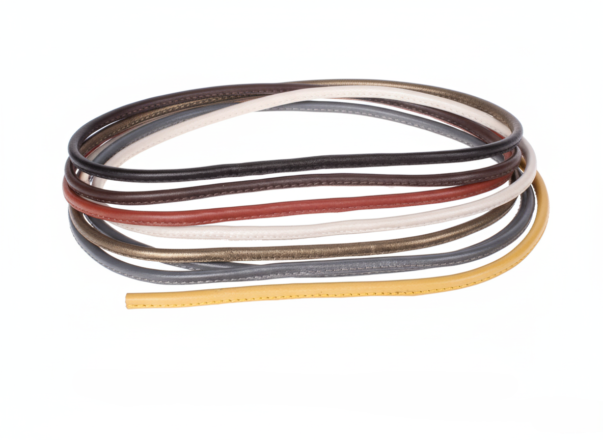 Round leather cord stitched nappa cord - 25m