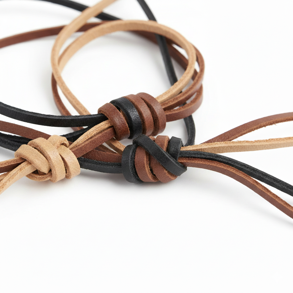 VIERKANT LEREN KOORD 3 X 4 MM - 2 meter
