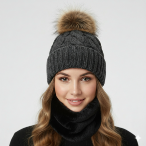 Halsrør strikket rex kanin 130x14cm 