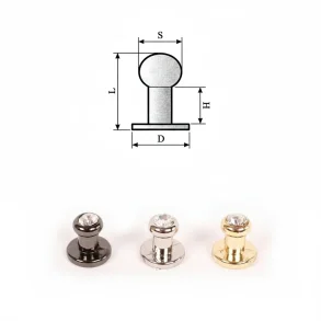 Geværknapper med simili sten og skruer 9x9mm