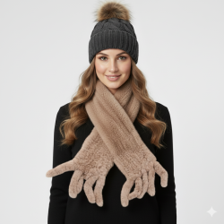 Halstrklde strikket rex kanin 150x14cm 