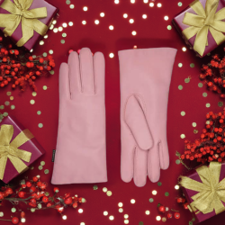 Damehandske i bldt lammeskind med uldfoer - klassisk