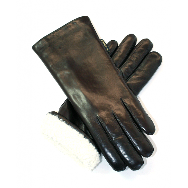 Glove in lambskin with lining of White curly lamb - ladies