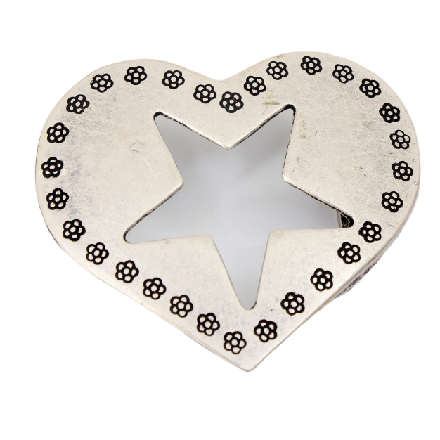 Hart gesp 40 mm antiek zilver