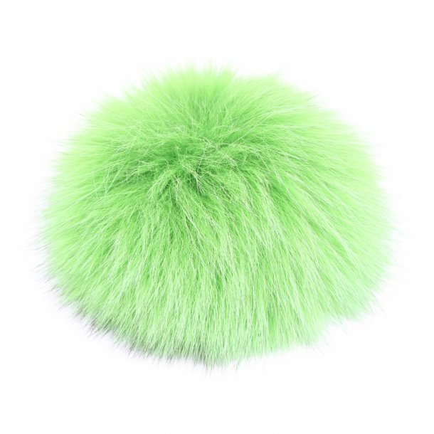 Pompon i rv ca. 8 cm, med trykknap