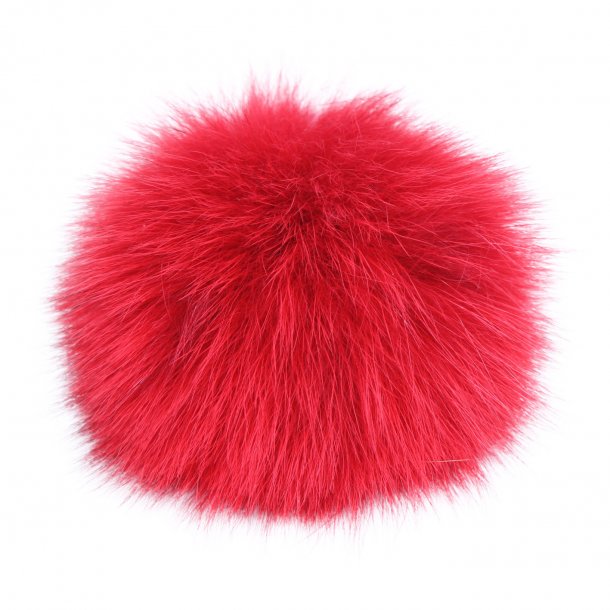 Pompon i rv ca. 8 cm, med trykknap