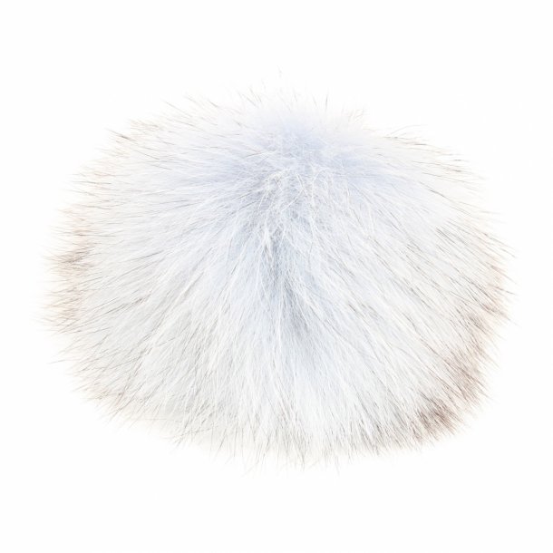 Pompon i rv ca. 8 cm, med trykknap