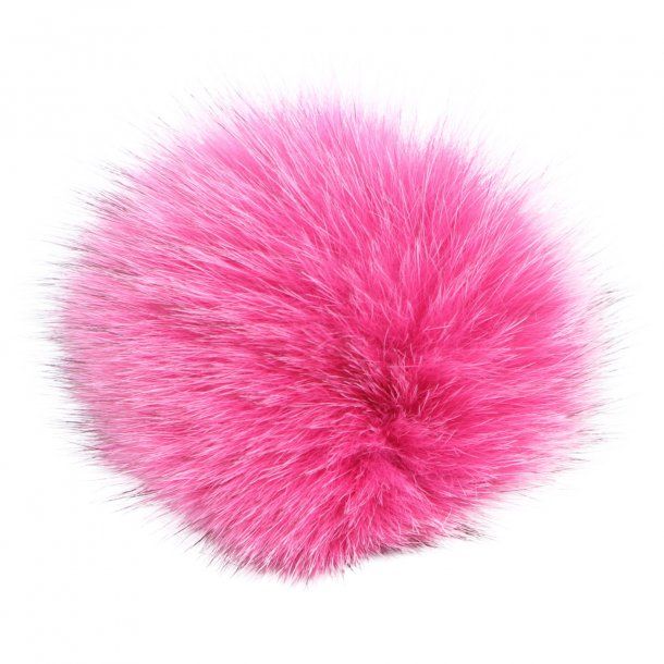 Pompon i rv ca. 8 cm, med trykknap