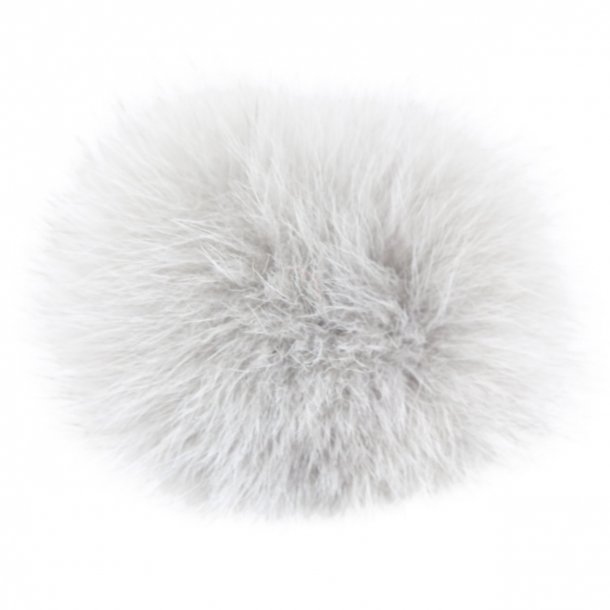 Pompon i rv ca. 8 cm, med trykknap