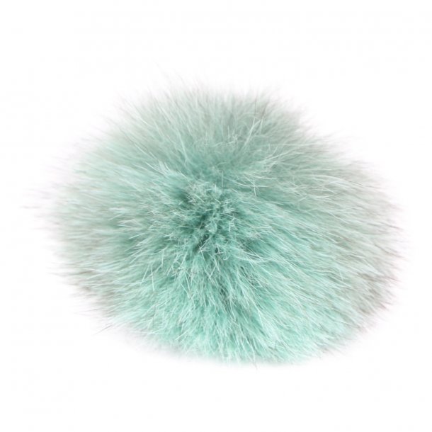 Pompon i rv ca. 8 cm, med trykknap