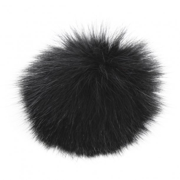 Pompon i rv ca. 8 cm, med trykknap