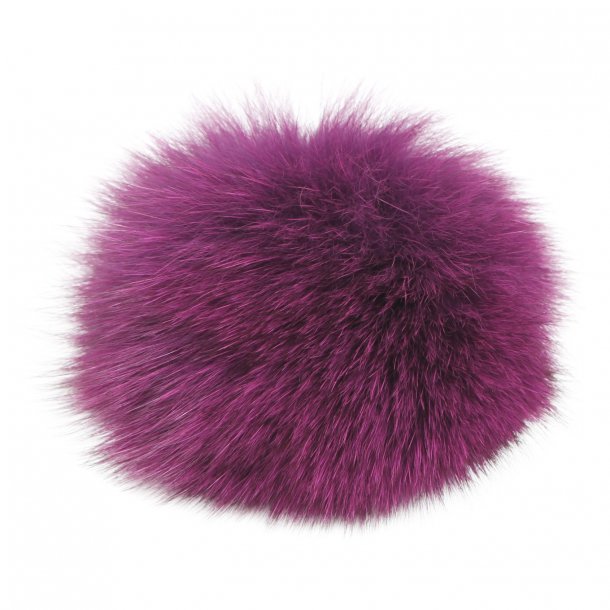 Pompon i rv ca. 8 cm, med trykknap