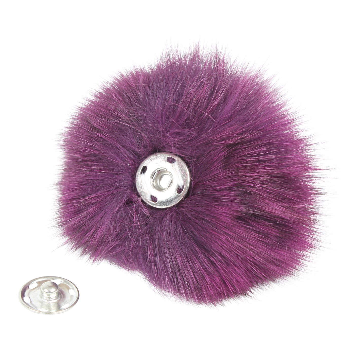 Fox fur pompoms approx. 8cm, with press stud